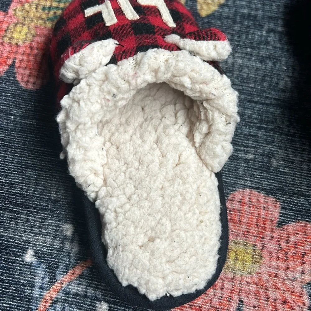 Dearfoams Lil Bear Little Kid Plaid Slippers, Size 9-10